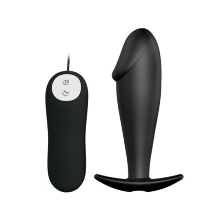 PRETTY LOVE - PLUG ANAL EN SILICONE FORME PÉNIS ET 12 MODES DE VIBRATION NOIR