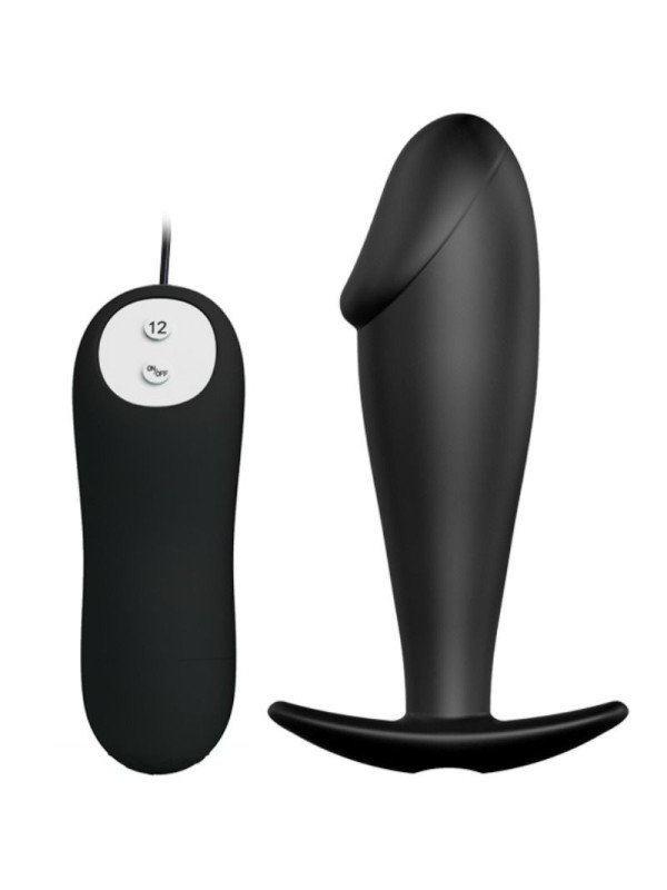 PRETTY LOVE - PLUG ANAL EN SILICONE FORME PÉNIS ET 12 MODES DE VIBRATION NOIR