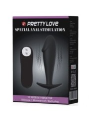 PRETTY LOVE - PLUG ANAL EN SILICONE FORME PÉNIS ET 12 MODES DE VIBRATION NOIR