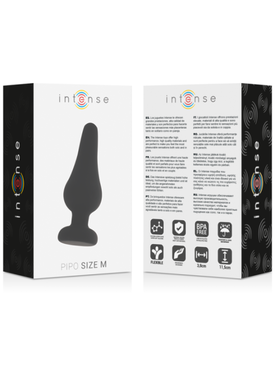 INTENSE - PLUG ANAL PIPO M SILICONE NOIR 11 CM