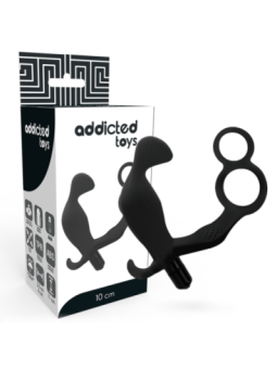 ADDICTED TOYS - PLUG ANAL AVEC DOUBLE ANNEAU PÉNIS ET TESTICULES NOIR