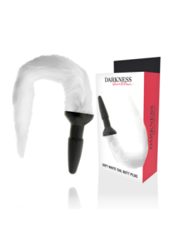 DARKNESS - PLUG ANAL EN SILICONE AVEC QUEUE BLANCHE