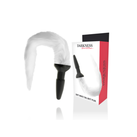 DARKNESS - PLUG ANAL EN SILICONE AVEC QUEUE BLANCHE