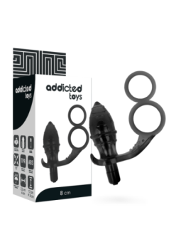 ADDICTED TOYS - PLUG ANAL AVEC DOUBLE ANNEAU NOIR