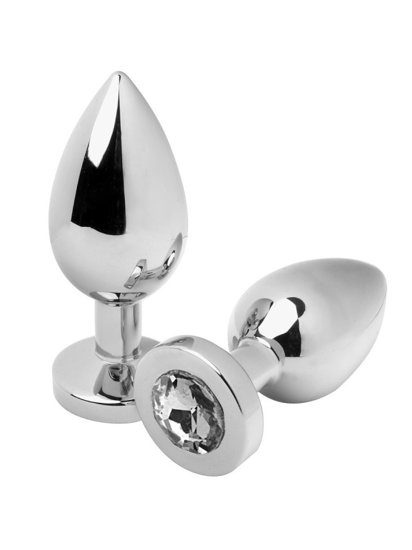 METAL HARD - PLUG ANAL DIAMANT TRANSPARENT MOYEN 7,62CM