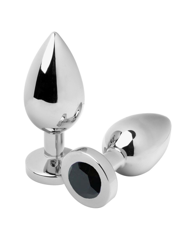 METAL HARD - PLUG ANAL DIAMANT NOIR MOYEN 7,62CM