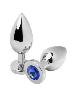 METAL HARD - PLUG ANAL BLEU DIAMANT MOYEN 7,62CM