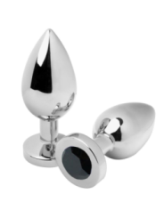 METAL HARD - PLUG ANAL DIAMANT NOIR PETIT 5.71CM