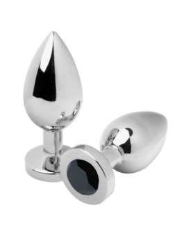 METAL HARD - PLUG ANAL DIAMANT NOIR PETIT 5.71CM