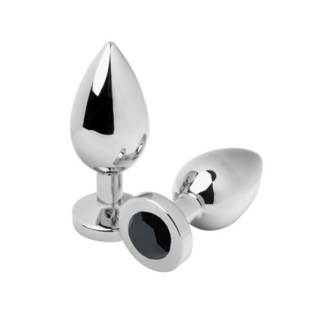 METAL HARD - PLUG ANAL DIAMANT NOIR PETIT 5.71CM