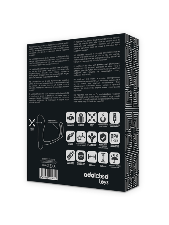 ADDICTED TOYS - ANNEAU PÉNIS AVEC TÉLÉCOMMANDE PLUG ANAL NOIR RECHARGEABLE