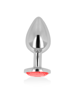 OHMAMA - PLUG ANAL AVEC CRISTAL ROUGE 8 CM