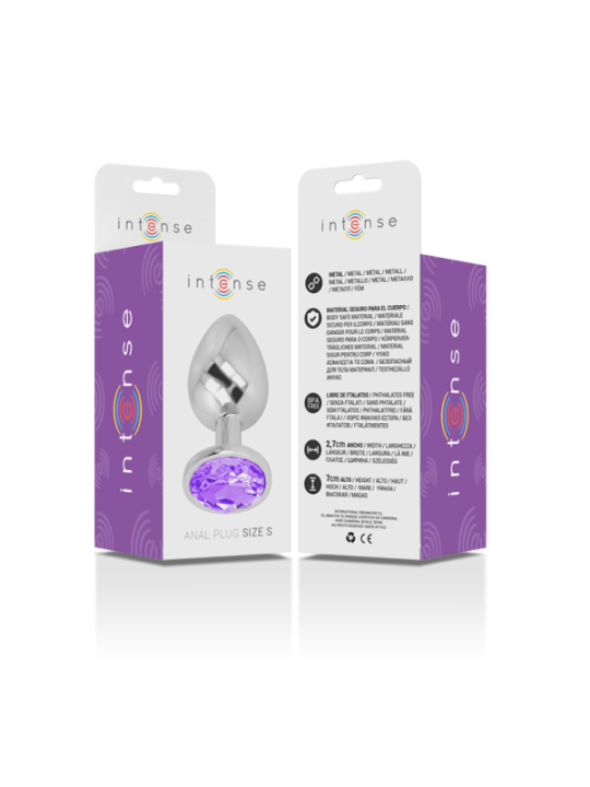 INTENSE - PLUG ANAL EN MÉTAL ALUMINIUM AVEC CRISTAL VIOLET TAILLE S
