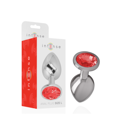 INTENSE - PLUG ANAL EN MÉTAL ALUMINIUM AVEC CRISTAL ROUGE TAILLE L