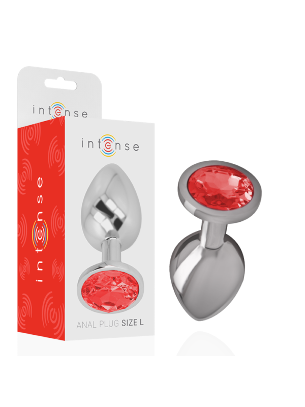 INTENSE - PLUG ANAL EN MÉTAL ALUMINIUM AVEC CRISTAL ROUGE TAILLE L