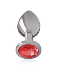 INTENSE - PLUG ANAL EN MÉTAL ALUMINIUM AVEC CRISTAL ROUGE TAILLE L