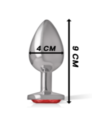 INTENSE - PLUG ANAL EN MÉTAL ALUMINIUM AVEC CRISTAL ROUGE TAILLE L