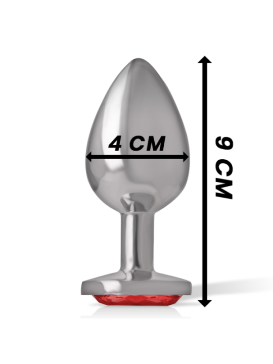 INTENSE - PLUG ANAL EN MÉTAL ALUMINIUM AVEC CRISTAL ROUGE TAILLE L