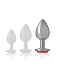 INTENSE - PLUG ANAL EN MÉTAL ALUMINIUM AVEC CRISTAL ROUGE TAILLE L