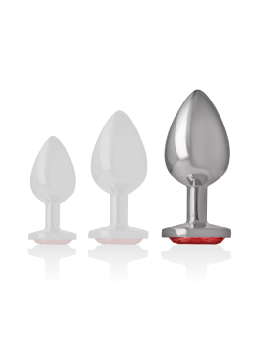 INTENSE - PLUG ANAL EN MÉTAL ALUMINIUM AVEC CRISTAL ROUGE TAILLE L