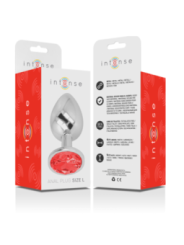 INTENSE - PLUG ANAL EN MÉTAL ALUMINIUM AVEC CRISTAL ROUGE TAILLE L