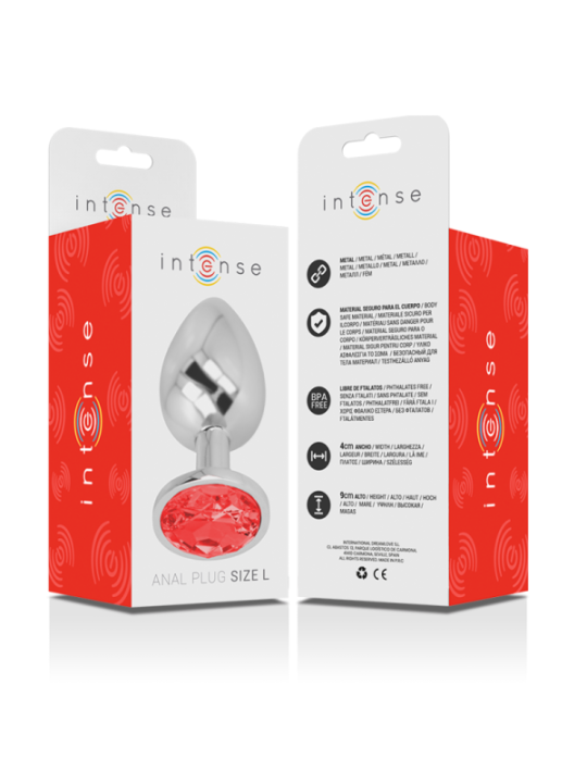 INTENSE - PLUG ANAL EN MÉTAL ALUMINIUM AVEC CRISTAL ROUGE TAILLE L