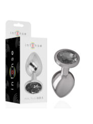 INTENSE - PLUG ANAL EN MÉTAL ALUMINIUM AVEC CRISTAL NOIR TAILLE S