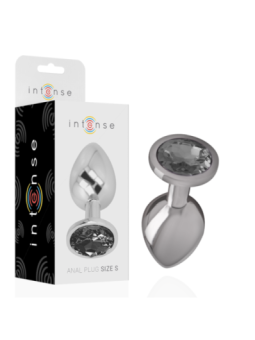 INTENSE - PLUG ANAL EN MÉTAL ALUMINIUM AVEC CRISTAL NOIR TAILLE S