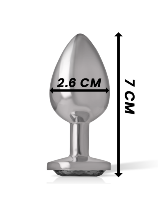 INTENSE - PLUG ANAL EN MÉTAL ALUMINIUM AVEC CRISTAL NOIR TAILLE S