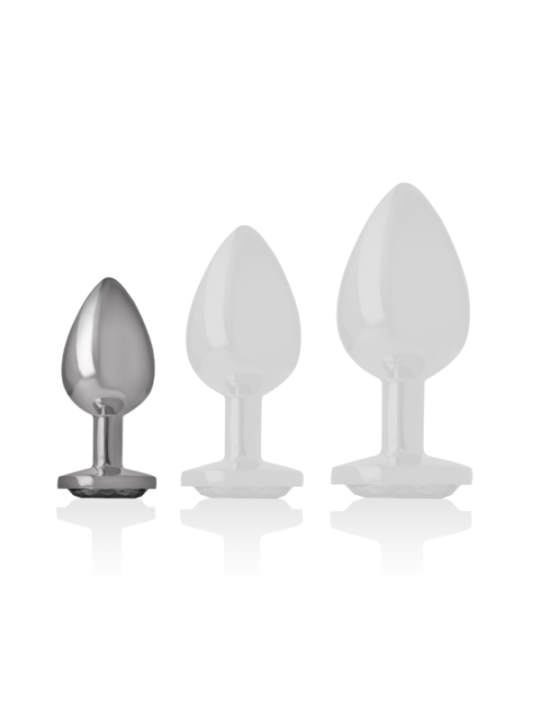 INTENSE - PLUG ANAL EN MÉTAL ALUMINIUM AVEC CRISTAL NOIR TAILLE S