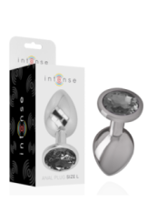 INTENSE - PLUG ANAL EN MÉTAL ALUMINIUM AVEC VERRE NOIR TAILLE L