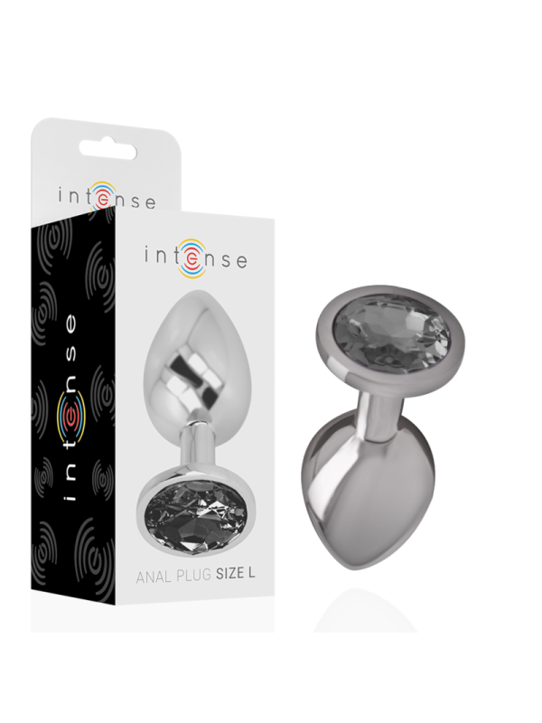 INTENSE - PLUG ANAL EN MÉTAL ALUMINIUM AVEC VERRE NOIR TAILLE L