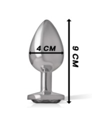 INTENSE - PLUG ANAL EN MÉTAL ALUMINIUM AVEC VERRE NOIR TAILLE L