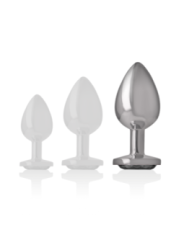 INTENSE - PLUG ANAL EN MÉTAL ALUMINIUM AVEC VERRE NOIR TAILLE L