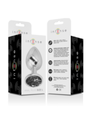 INTENSE - PLUG ANAL EN MÉTAL ALUMINIUM AVEC VERRE NOIR TAILLE L