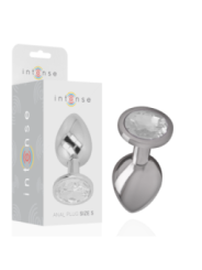 INTENSE - PLUG ANAL EN MÉTAL ALUMINIUM AVEC CRISTAL DARGENT TAILLE S