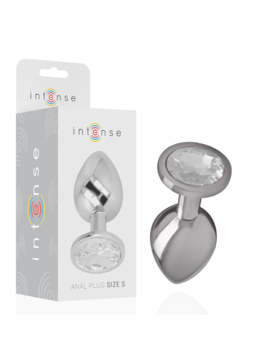 INTENSE - PLUG ANAL EN MÉTAL ALUMINIUM AVEC CRISTAL DARGENT TAILLE S