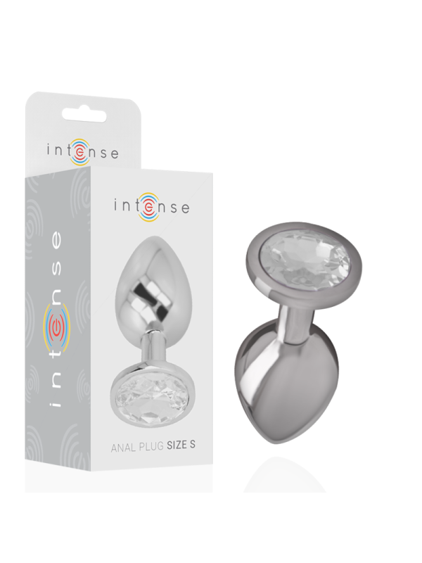 INTENSE - PLUG ANAL EN MÉTAL ALUMINIUM AVEC CRISTAL DARGENT TAILLE S