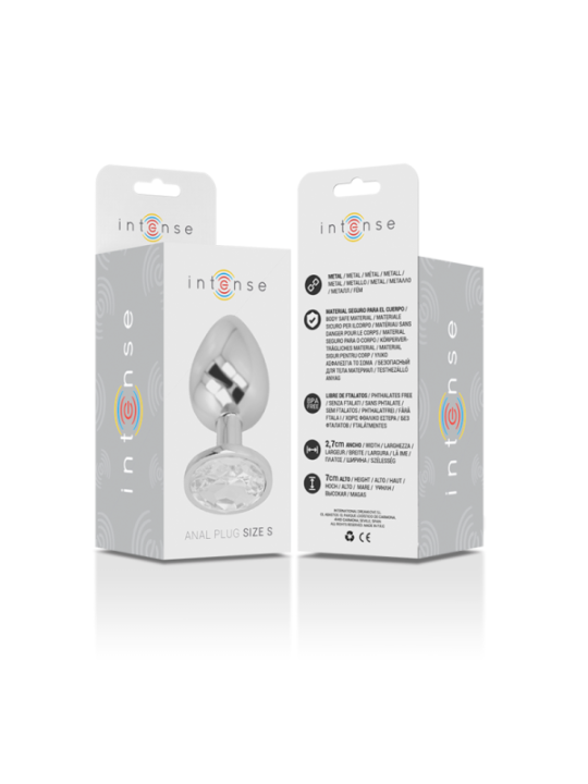 INTENSE - PLUG ANAL EN MÉTAL ALUMINIUM AVEC CRISTAL DARGENT TAILLE S