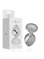 INTENSE - PLUG ANAL EN MÉTAL ALUMINIUM AVEC CRISTAL DARGENT TAILLE M