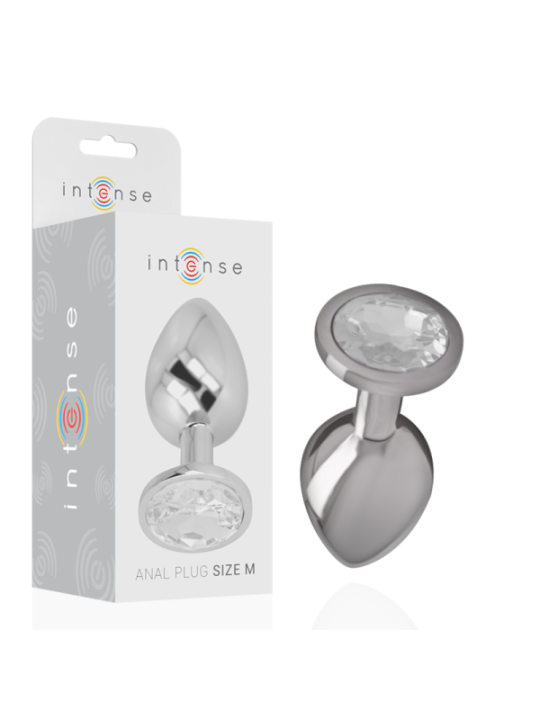 INTENSE - PLUG ANAL EN MÉTAL ALUMINIUM AVEC CRISTAL DARGENT TAILLE M