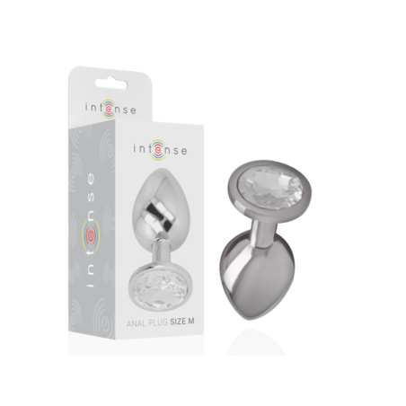INTENSE - PLUG ANAL EN MÉTAL ALUMINIUM AVEC CRISTAL DARGENT TAILLE M