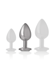 INTENSE - PLUG ANAL EN MÉTAL ALUMINIUM AVEC CRISTAL DARGENT TAILLE M