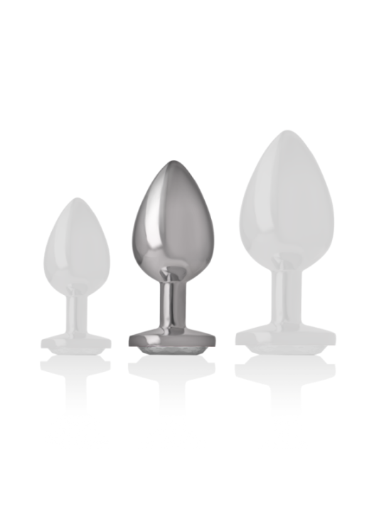 INTENSE - PLUG ANAL EN MÉTAL ALUMINIUM AVEC CRISTAL DARGENT TAILLE M