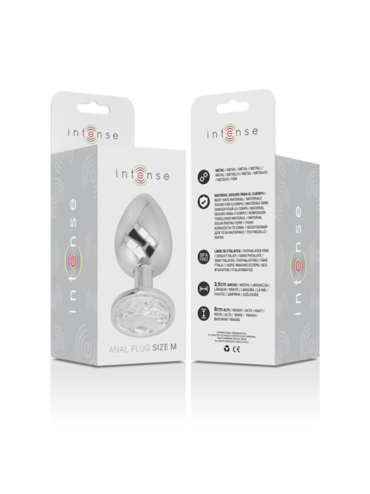 INTENSE - PLUG ANAL EN MÉTAL ALUMINIUM AVEC CRISTAL DARGENT TAILLE M