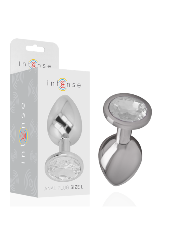 INTENSE - PLUG ANAL EN MÉTAL ALUMINIUM AVEC CRISTAL DARGENT TAILLE L