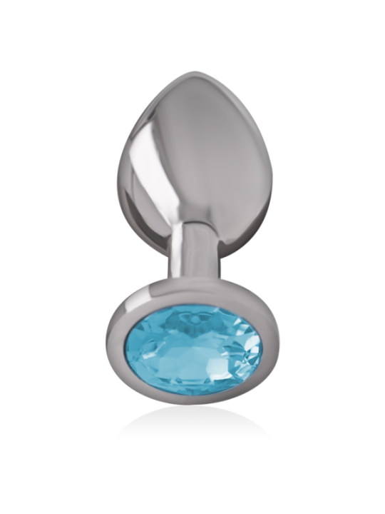 INTENSE - PLUG ANAL EN MÉTAL ALUMINIUM AVEC VERRE BLEU TAILLE M