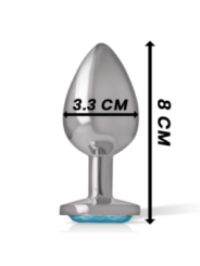 INTENSE - PLUG ANAL EN MÉTAL ALUMINIUM AVEC VERRE BLEU TAILLE M