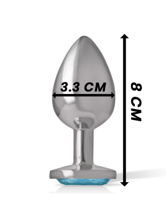 INTENSE - PLUG ANAL EN MÉTAL ALUMINIUM AVEC VERRE BLEU TAILLE M