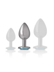 INTENSE - PLUG ANAL EN MÉTAL ALUMINIUM AVEC VERRE BLEU TAILLE M